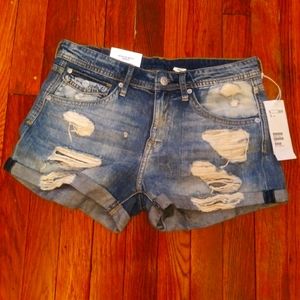 Women denim destress shorts